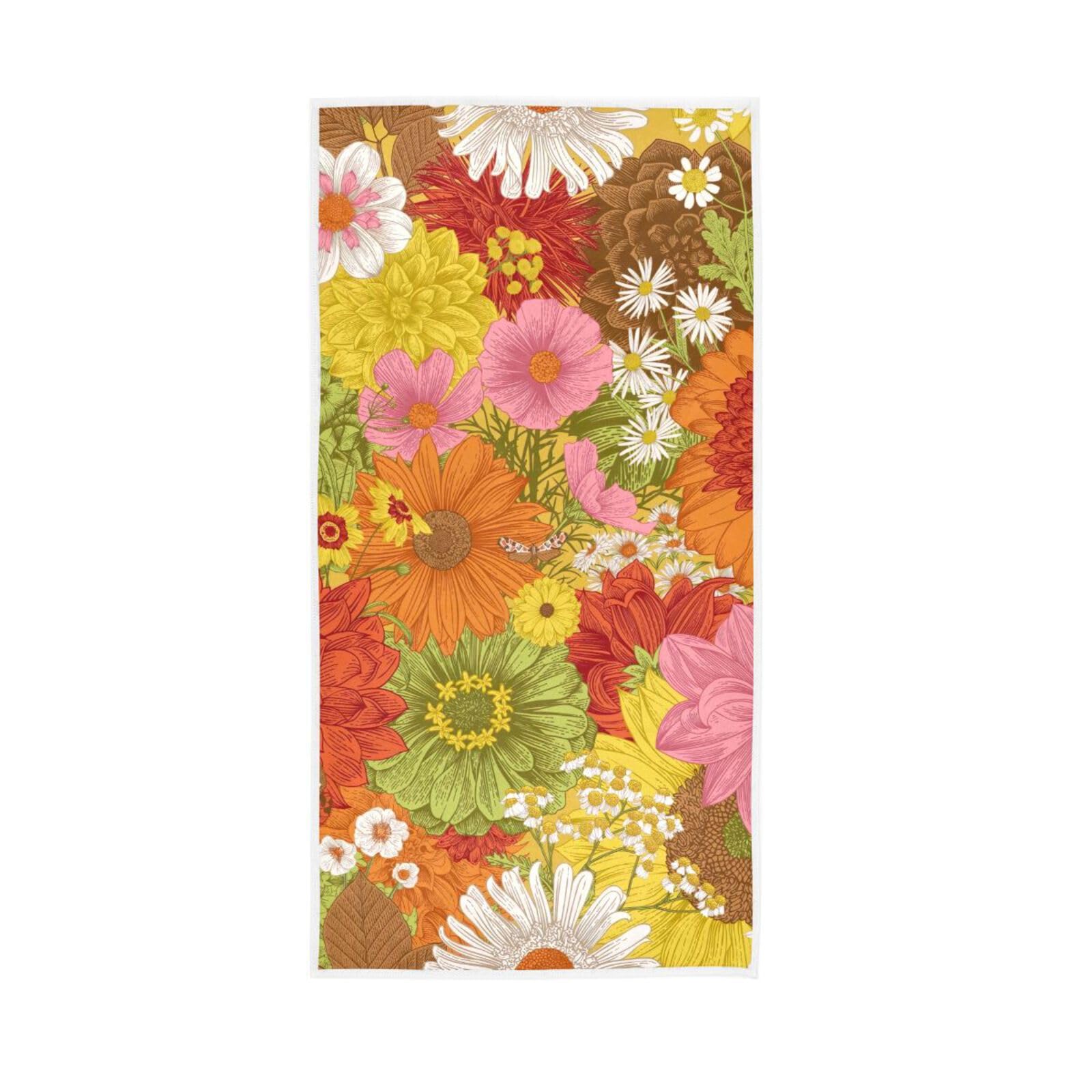 LSRCPD Bright Colors Flowers Kitchen Hand Towels, 15 x 30 Inches Soft Hand Towel Spa Towels for Bathroom Farmhouse Bath Towels