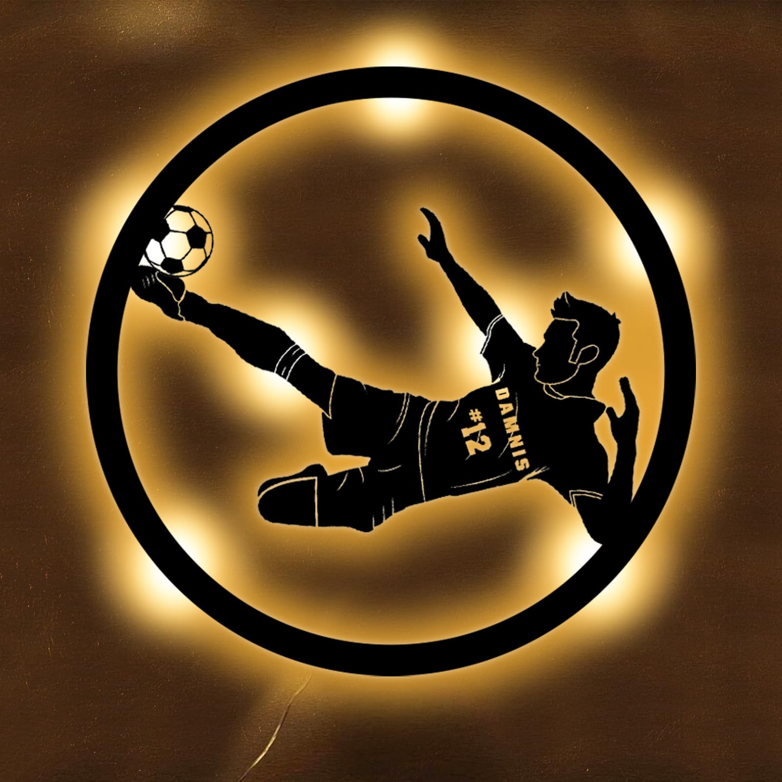 SSRUI Personalized Soccer Gifts for Boys & Kids - Custom Soccer Player Neon Signs for Wall Decor, Sports Dimmable LED USB Powered Neon Art Sign