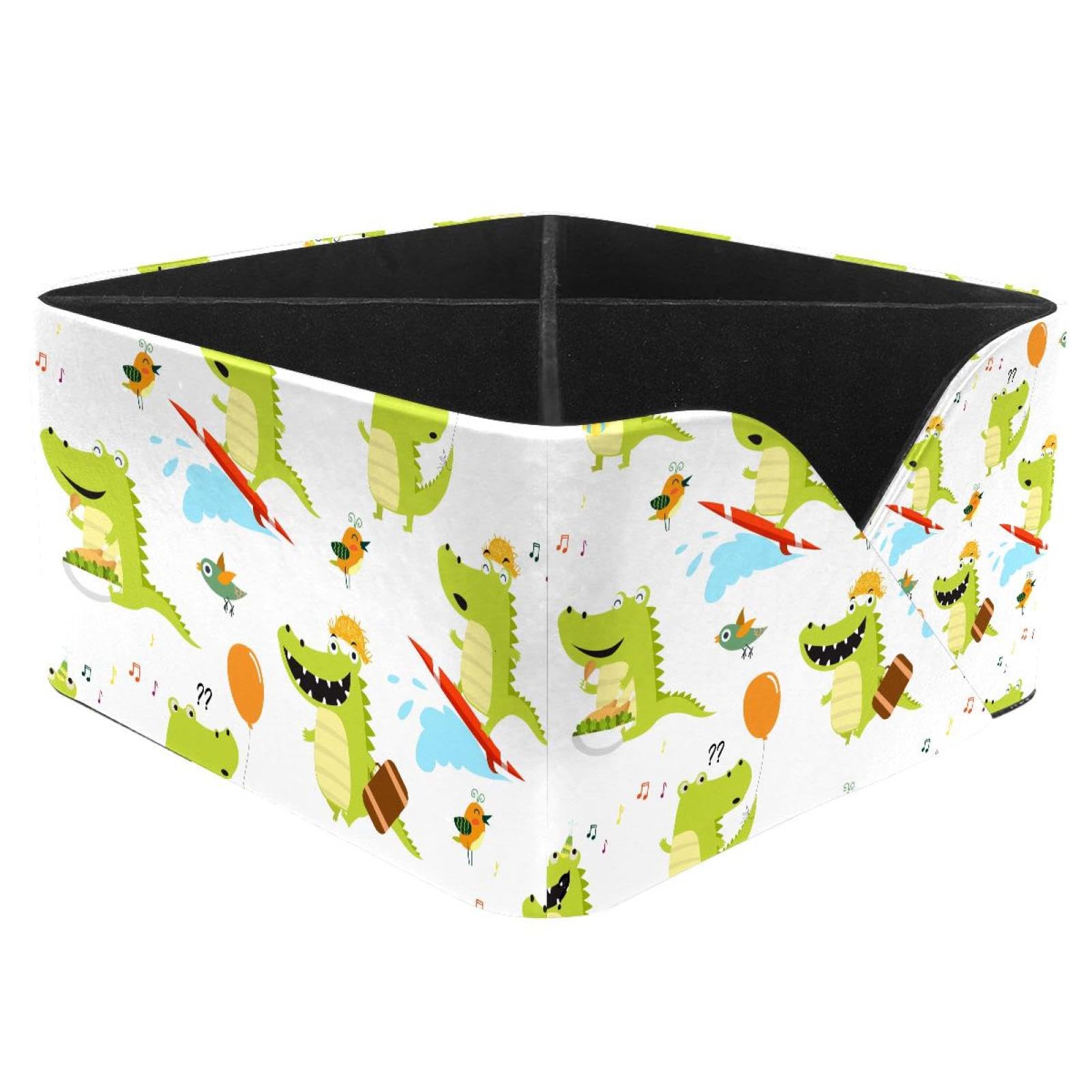 KengjuTesu Cute Crocodile Pattern Desktop Organizer Pen Holder, Rectangular Pencil Cup for Office, Study and Makeup Stations