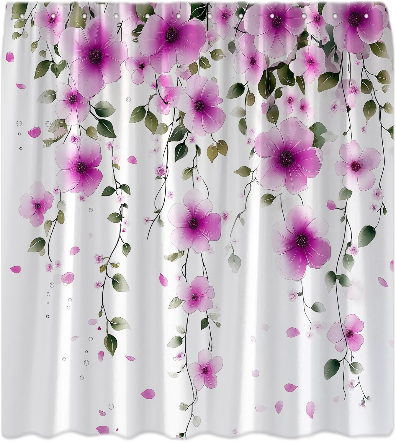 Watercolor Yellow Floral Shower Curtain Sage Green Eucalyptus Spring Flower Botanical Plant Wildflower Nature Bathroom Curtains Decor with Hooks