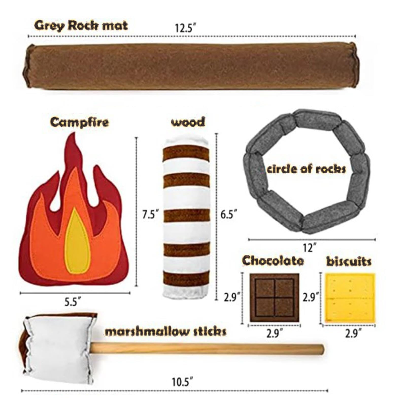 Colcolo Pretend Play Campfire Toy - Soft Stuffed Campfire Set With Fake Firewood & Marshmallows, Educational Play For Kids Ages 3-6
