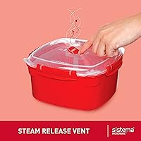 Vista 2 de Sistema Vaporizador de Microondas para Alimentos con Cesta de Vapor Extraíble Grande 3.2 L Rojo/Transparente