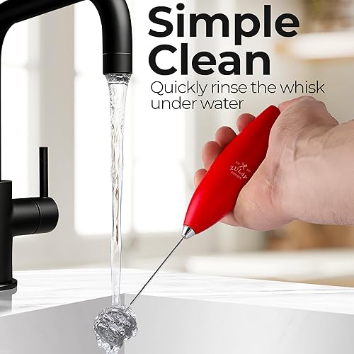 Vista 540 de Zulay Kitchen - Espumador de leche de mano con pilas AA Duracell: batidora de bebidas resistente para café, latte, capuchino y más, color aurora