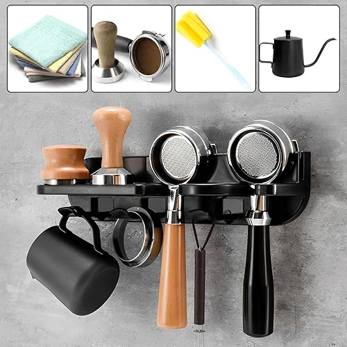 Miniatura 7 de Portafiltros de café para montaje en pared, estantes flotantes de pared que ahorran espacio, organizador de estación de café, herramientas de