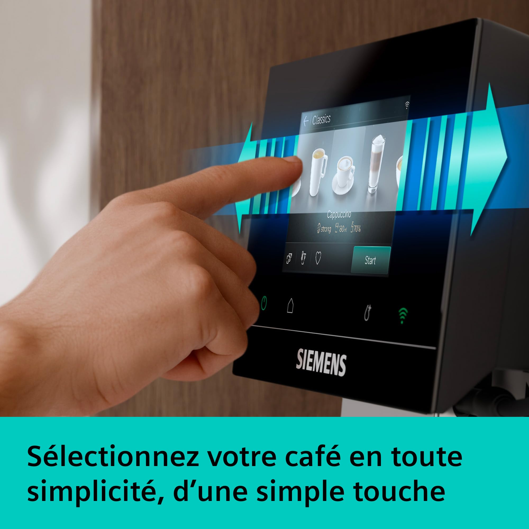 SIEMENS Machine à café entièrement automatique, EQ700 iAroma, écran tactile, Cold Brew et Slow Brew, application Home Appliances, morning haze, TP725E01