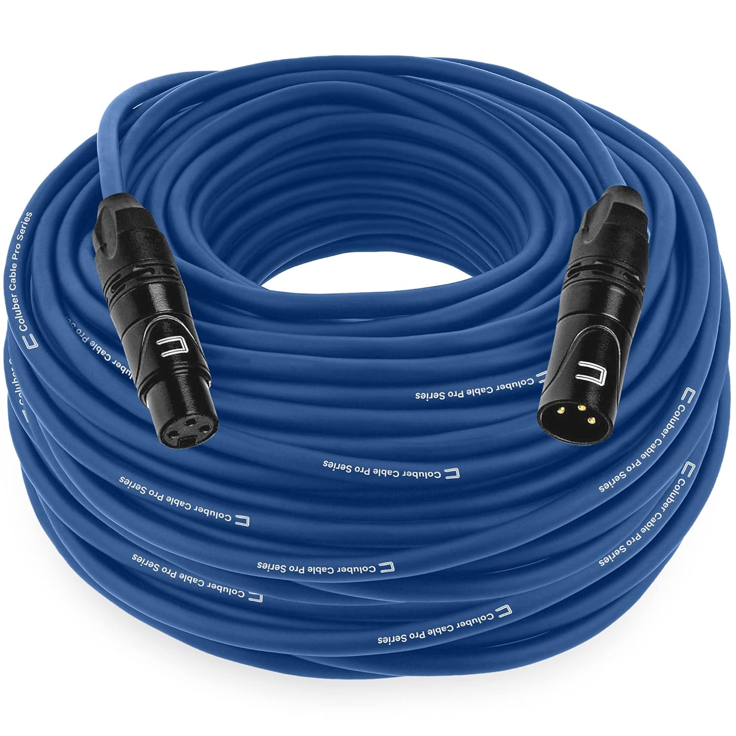 Balanced XLR Cable Male to Female - 150 Feet Blue - Pro 3-Pin Microphone Connector for Powered Speakers, Audio Interface or Mixer for Live Performance & Recording