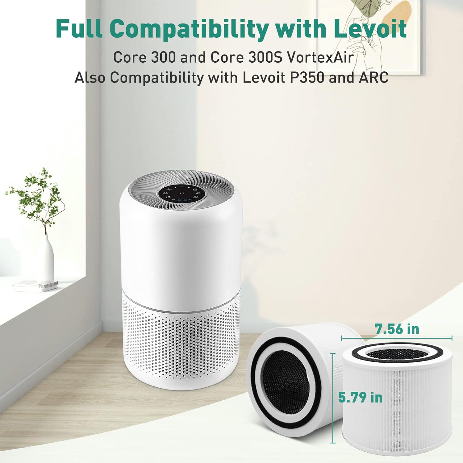 Core 300 Air Purifier Replacement Filter Compatible with LEVOIT Core 300 Air Purifier 3-in-1 H13 True HEPA Air Replacement Filter Compatible with LEVOIT Core 300,300S,P350 (2 Pack)