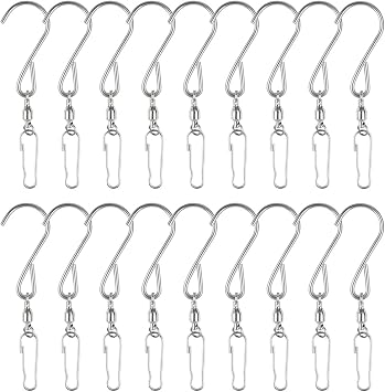 20 Pack Swivel Hooks for Hanging Wind Spinners Stainless Steel Swivel Hook Clips for Wind Chimes Bird Feeder Crystal Twisters 360 Degree Rotating Wind Spinner Hooks Party Supply Silver