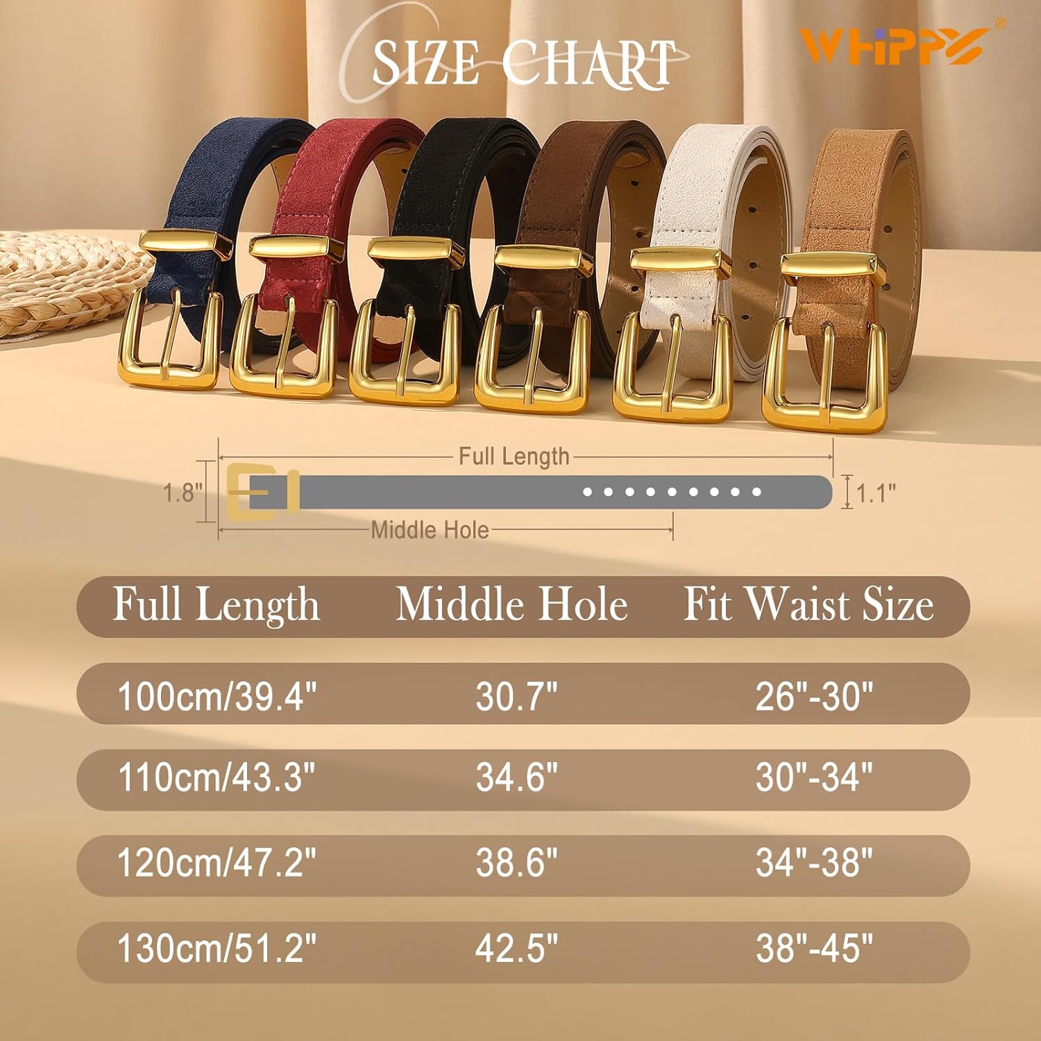 WHIPPY Women Suede Belt for Jeans Pants Casual Fashion Ladies Waist Belts with Retro Gold Buckle - Image 6