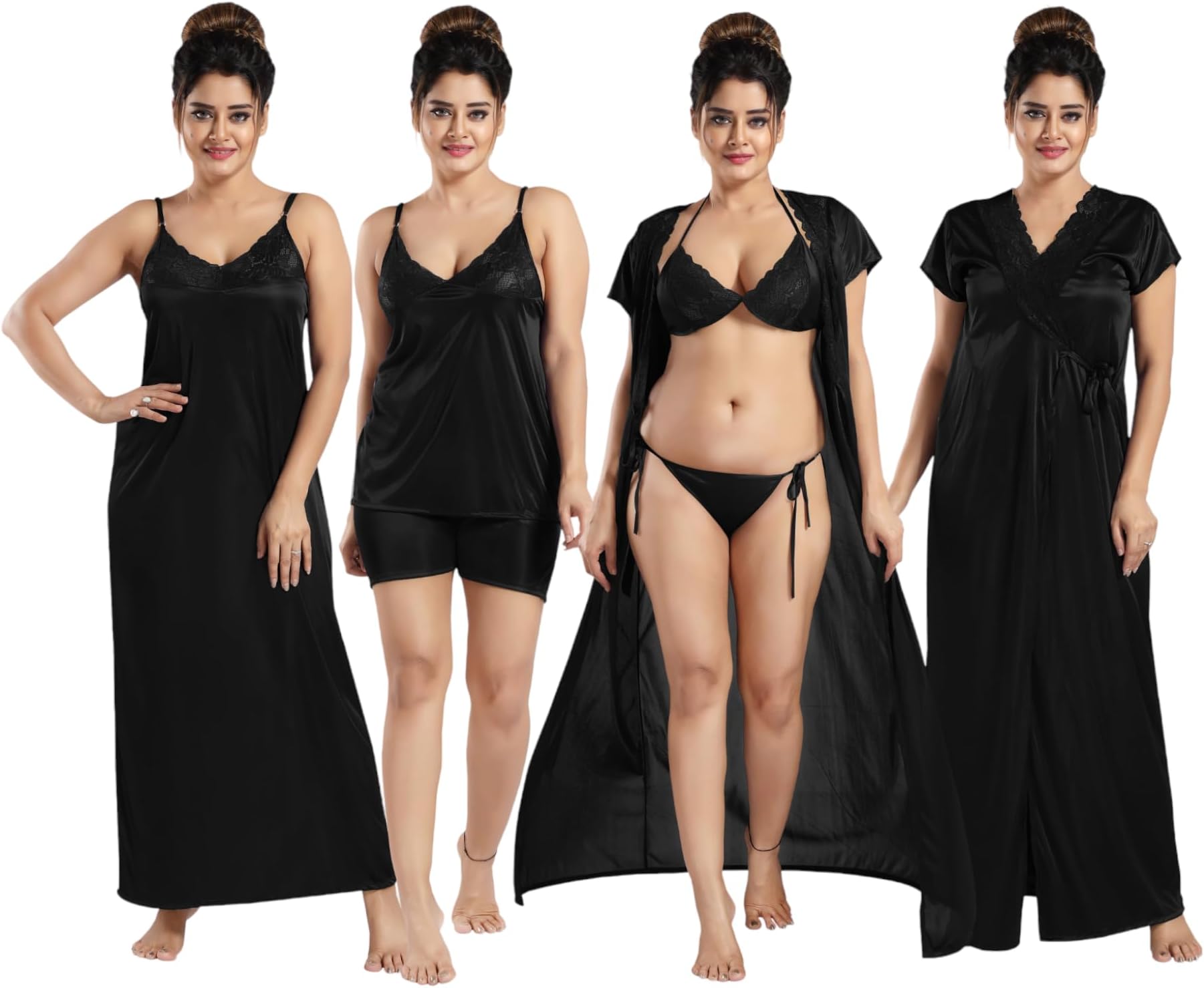 Apparels Plain Set of 6 | Soft and Comfortable Womens Nightwear Nighty | Stylish Gown Dress | Nightdress Night Gown for Women