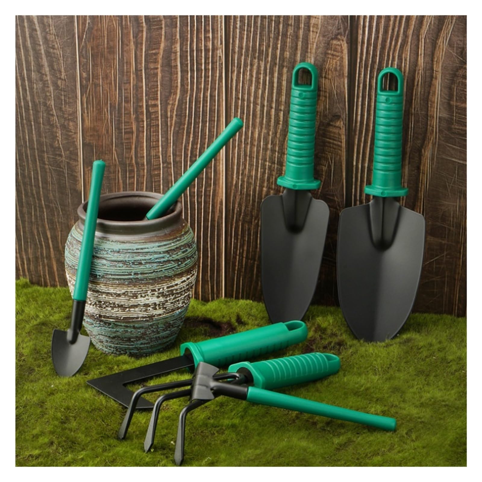 Attrezzi da Giardinaggio in ghisa, Set Attrezzi da Giardino Verde Nero 10 Pz con Custodia(10 Piece Set)