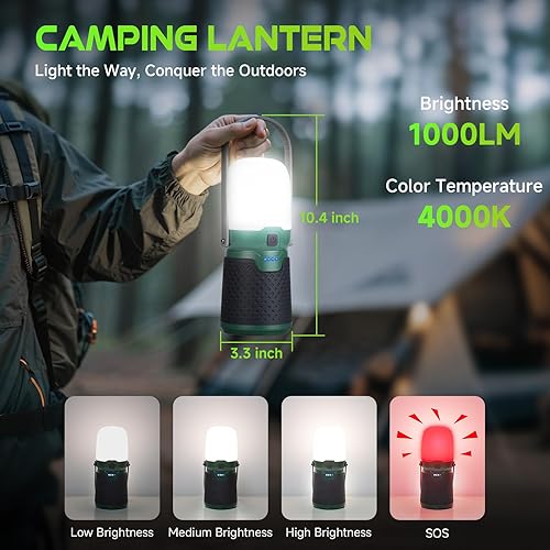 Miniatura 3 de Linterna de camping modular recargable 4 en 1, linterna LED portátil, ventilador de campamento al aire libre, banco de energía de 4400 mAh, IPX4