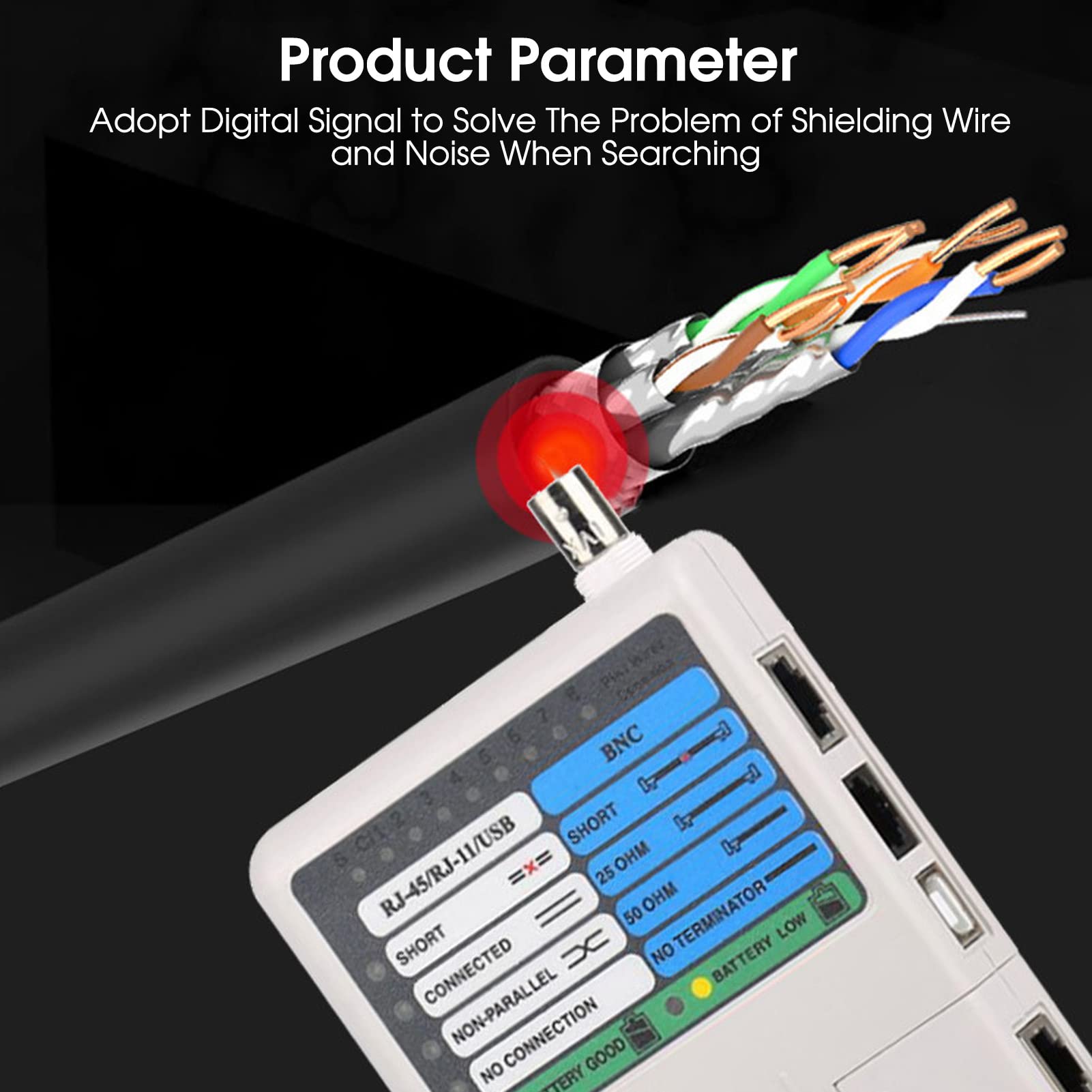 Tester kabli sieciowych LAN test kabla 4 w 1 zdalne urządzenie do pomiaru sieci LAN USB BNC do UTP STP, tester kabli RJ11 RJ45