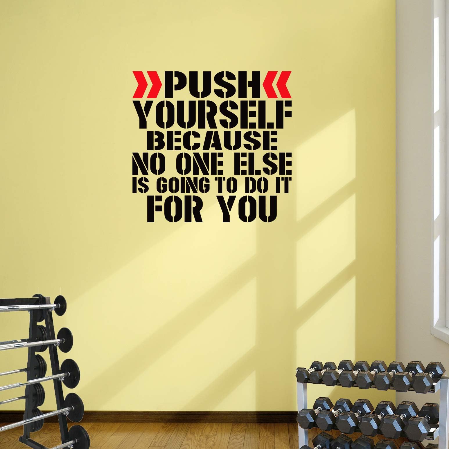 Push Yourself Word Square Premium Motivational Wall Art Decal. 2 Size Options. (XLarge: 80cm x 76cm)