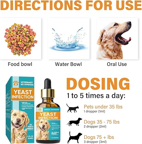 Miniatura 5 de Tratamiento de infección por levaduras para perros, tratamiento natural y suave de infección de oído de perro, alivio rápido de la picazón en la