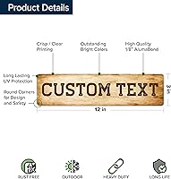 Vista 6 de Custom Sign, Custom Street Sign, 11 Font Colors, 13 Font Styles, 4 Hole Options, 22 Sizes, 3x12 Inches, Rust Free DiBound, Fade Resistant, Made in