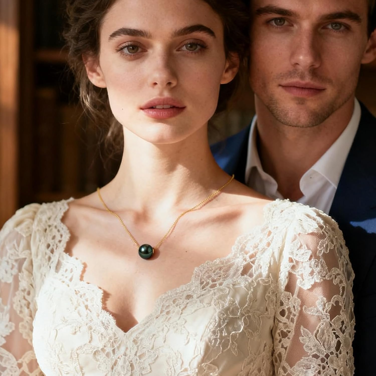 18K Solid Gold Genuine Tahitian Black Pearl Pendant with Sterling Silver Chain, AAAAA 9-12mm Seawater Pearls - Christmas Gift for Wife Mom, Women Necklace Jewelry for Wedding Anniversary Birthday - Image 3