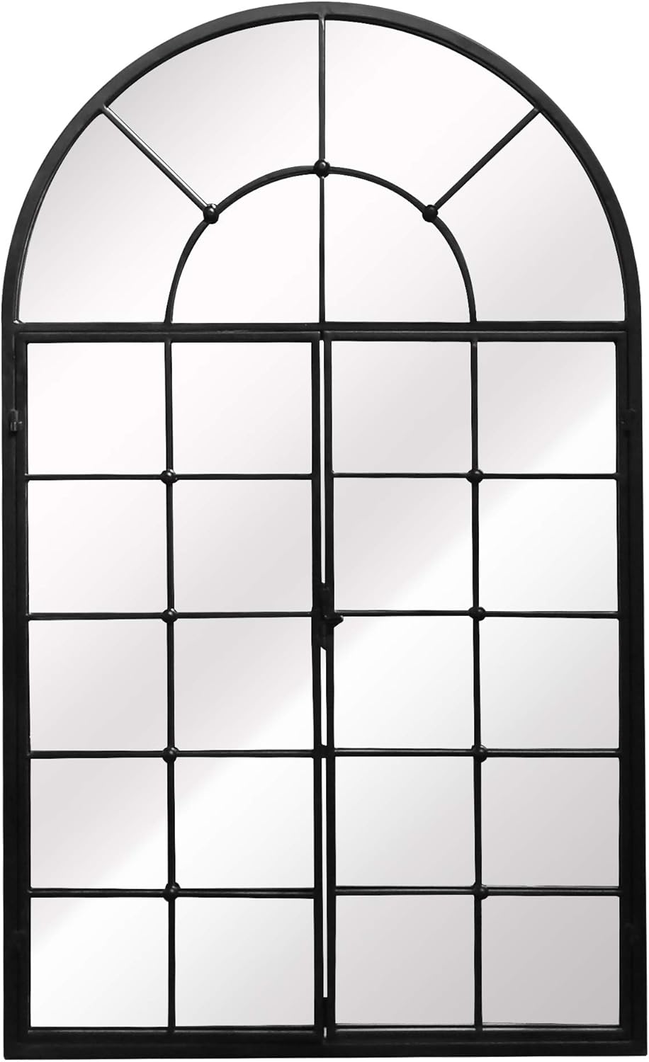Aspect Arched Window Wall Mirror,Metal Window Pane Mirror,Black (Black, 70(W) x3(D) x115(H) cm