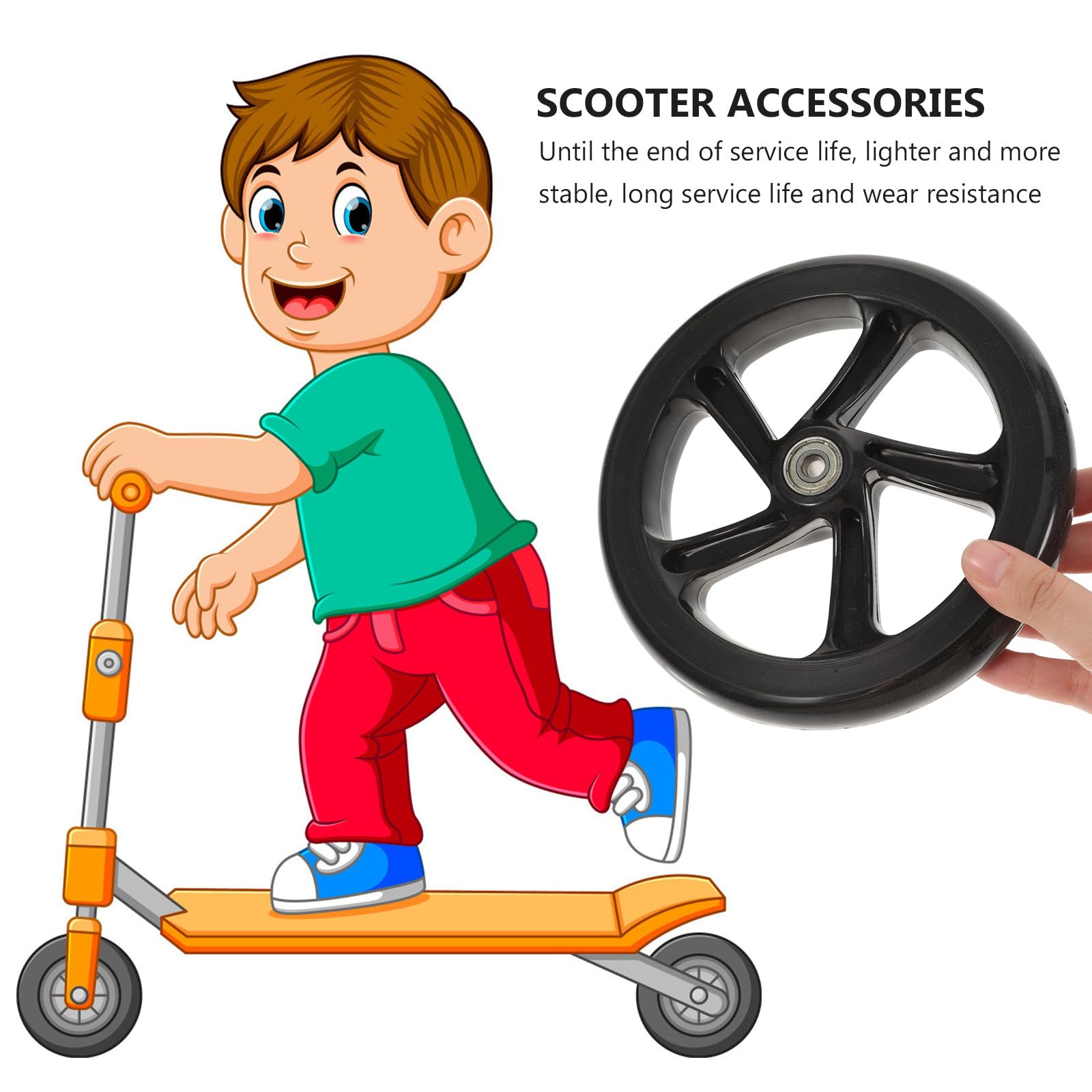 TOPBATHY Lot de 2 Roues de Remplacement pour Trottinette PU Haute Élasticité 180 MM Silencieuses Résistantes à L’Usure Accessoires Compatibles Scooters Électriques Usage Sportif et