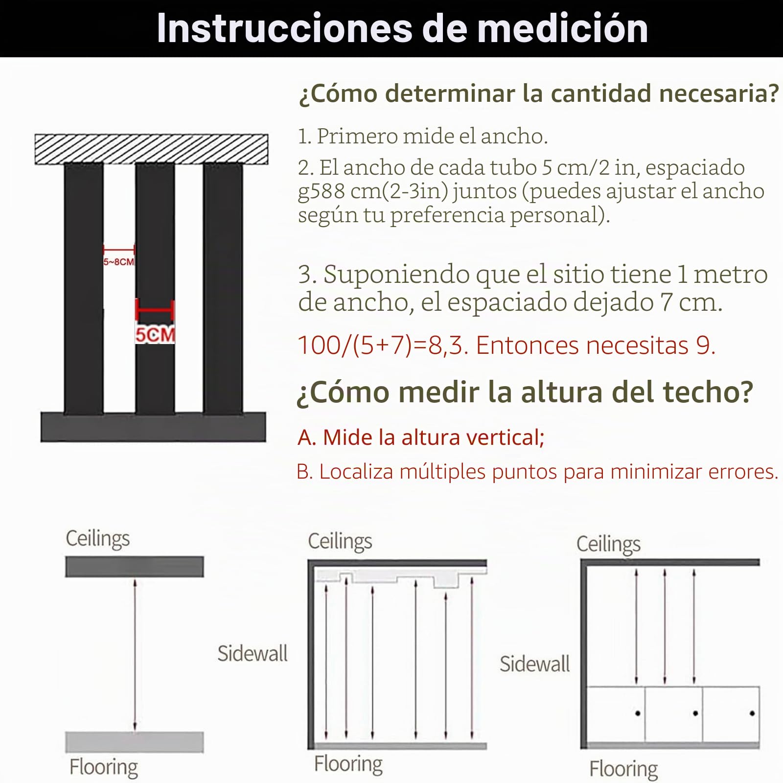 Partición de Pared Separador de ambientes De Suelo a Techo Lamas - Mampara Poste Separador Sala de Estar Sencillo Moderno Entrada Restaurante Columna Hueca DEC(9root,230cm/90.5in/7.54ft)