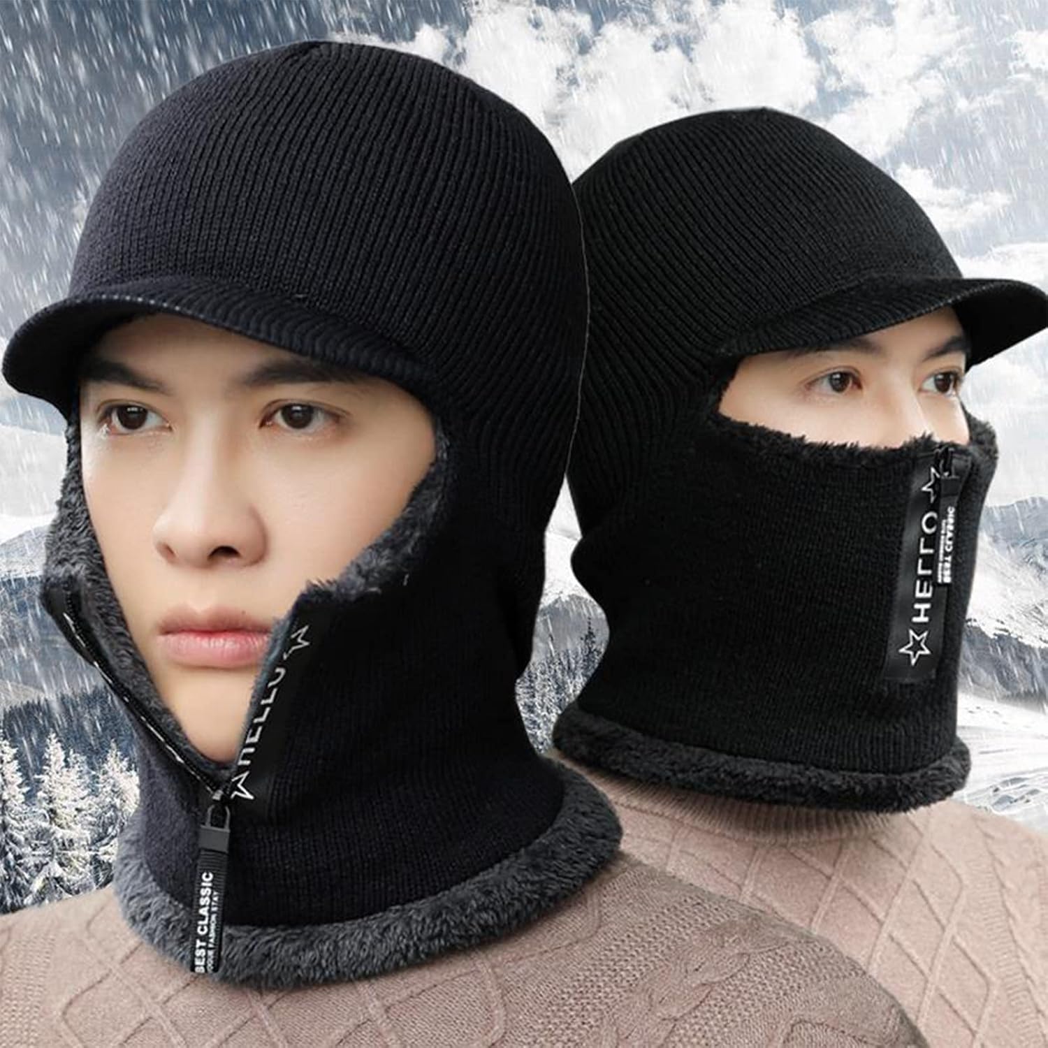 Hat Scarf Motorcycle Neck Warmer Unisex Winter Hiking Cycling Scarf Trapper Hat Motorcycle