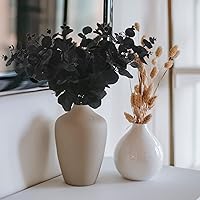 Vista 6 de 6 tallos artificiales de eucalipto negro, ramo de ramas de hojas de eucalipto de 14 pulgadas para arreglos florales, flores de seda negra