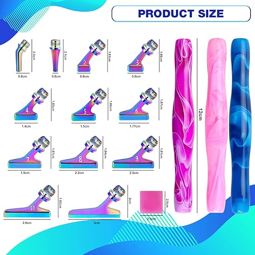 Miniatura 5 de DoreenBow Kit de 21 bolígrafos de pintura de diamante, 12 piezas de puntas de rosca de metal de acero inoxidable de 45, 3 bolígrafos de arte de