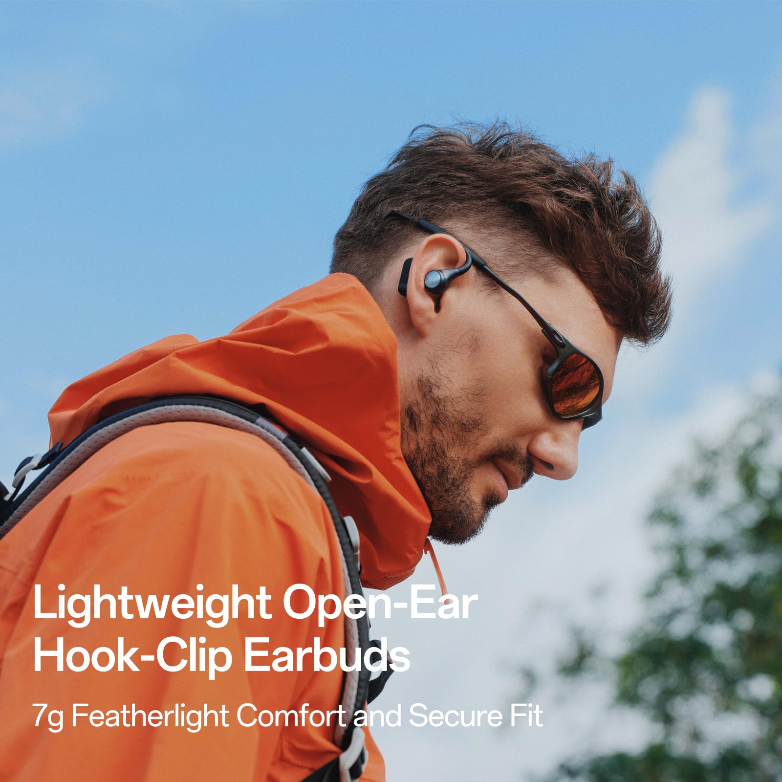 S2 Słuchawki douszne Open Ear, Ultralekkie z Zagiętym Dousznikiem, Hi-Res LDAC, Potrójna Wodoszczelność (IPX5), Bluetooth 6.0, Sterowanie Aparatem, 32H Odtwarzania, Przejrzysta Rozmowa