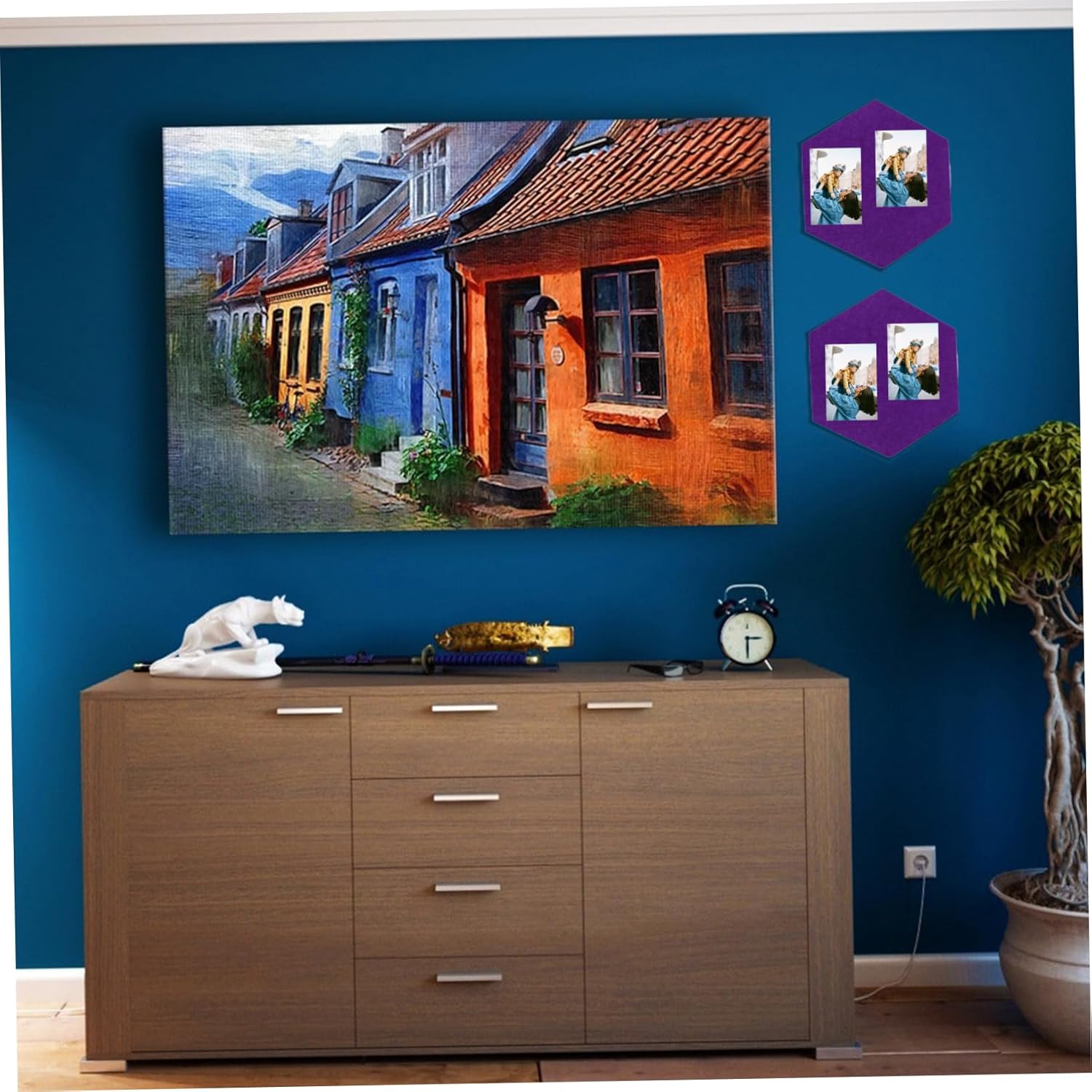 Artibetter 10PCS Hexagon Felt Display Board Self-Adhesive Wall Message Board Colorful for Home and School Decor