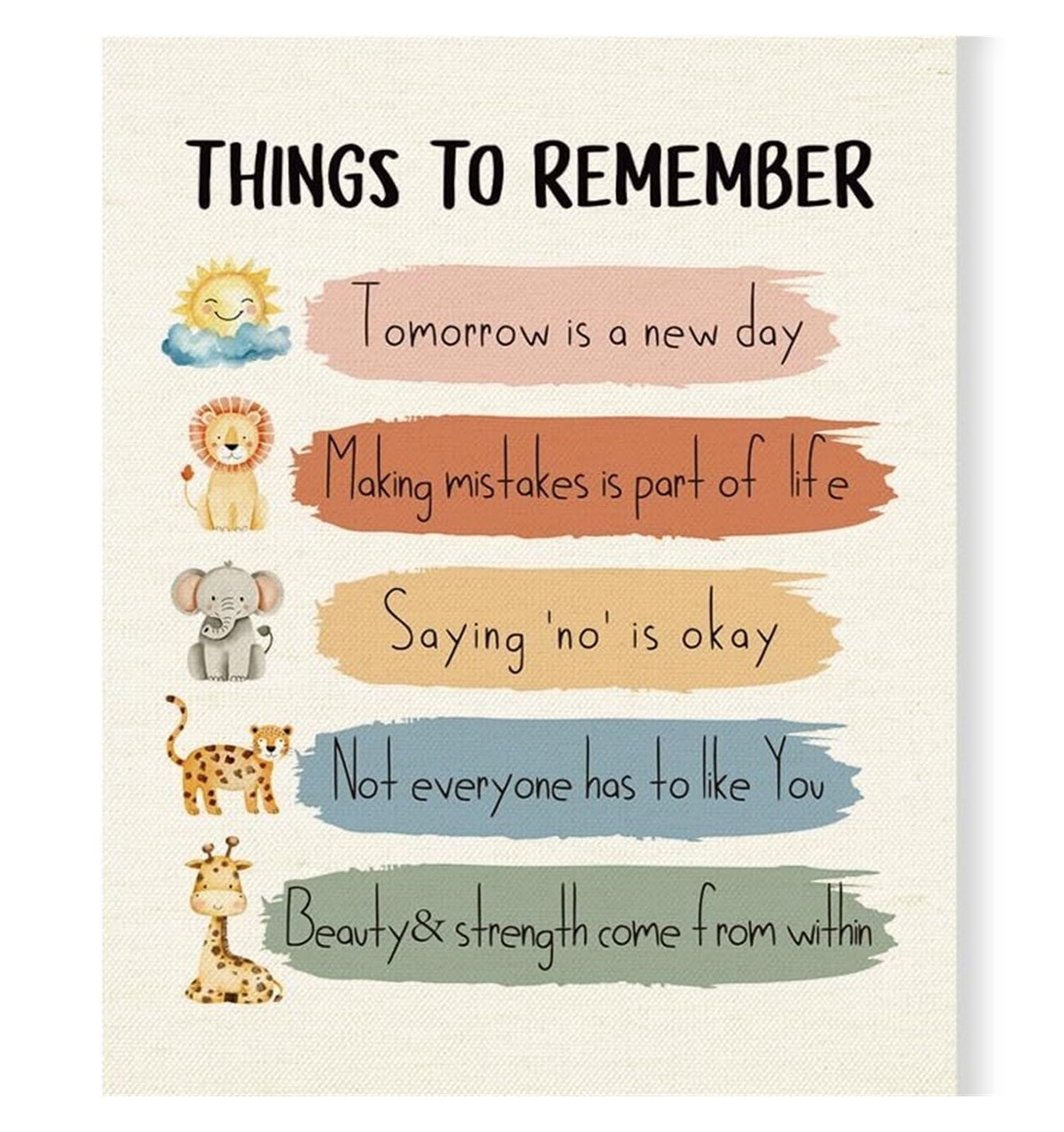 FOPURE Safari Adventure & Growth Mindset Wall-Art for - Motivational Animal Prints with Quotes for Playroom, Bedroom, or Nursery(Unframed,16x24inch(40x60cm))