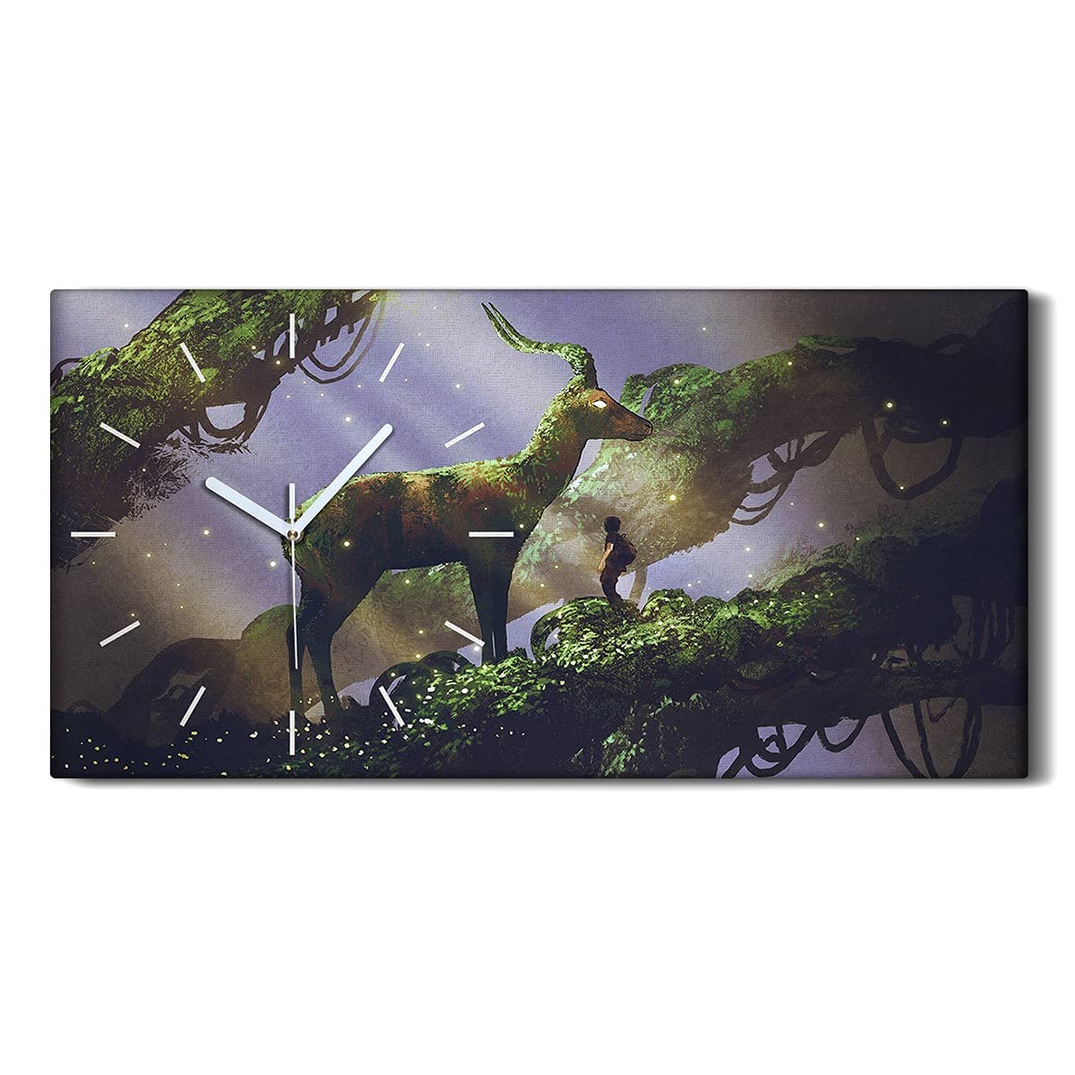 Horloge sur Toile Forêt Décoration Murale Apaisante Tableau Salon Sans Bruit