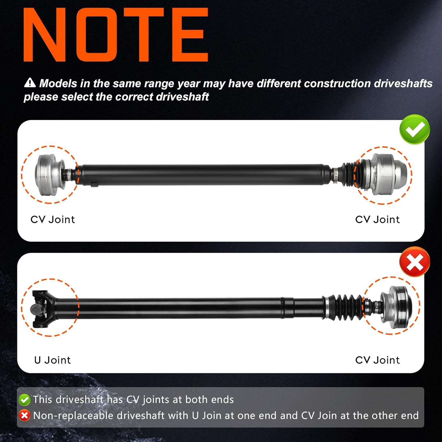 Front Drive Shaft Propeller Shaft Driveshaft Assembly for Jeep Grand Cherokee L6 4.0L 1999 2000 2001, AWD 4WD Automatic Transmission for 938-142 938142 52099497AD 52099497AC