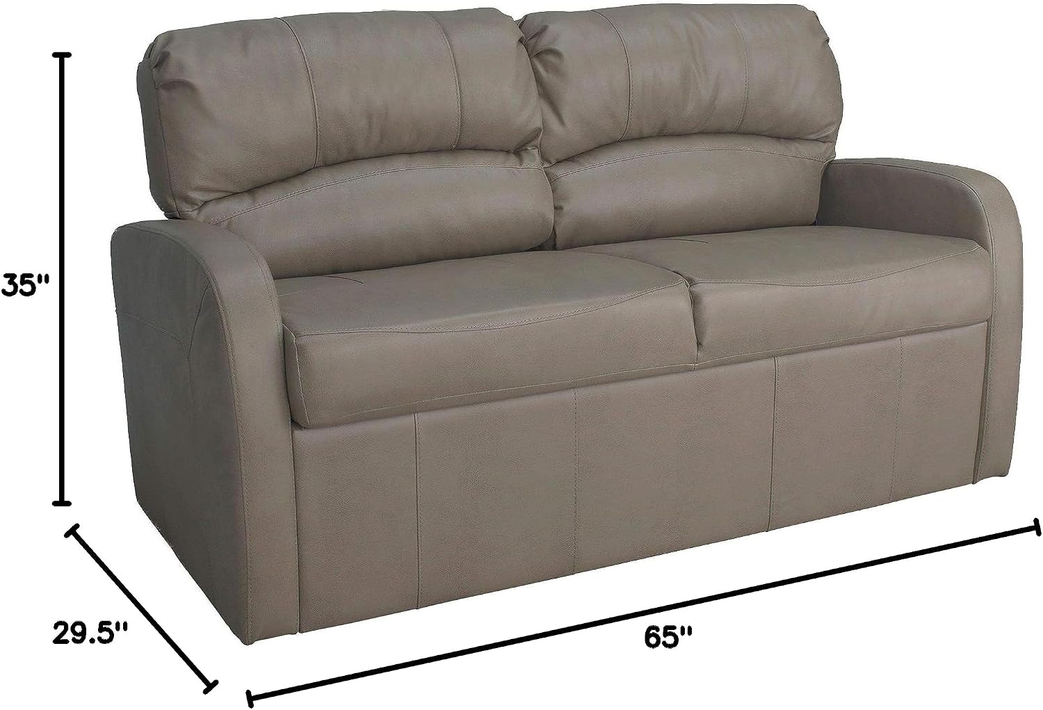 RecPro Charles 65" Jack Knife RV Sleeper Sofa with Arms | RV Furniture | Zero Wall Hugger (Putty)