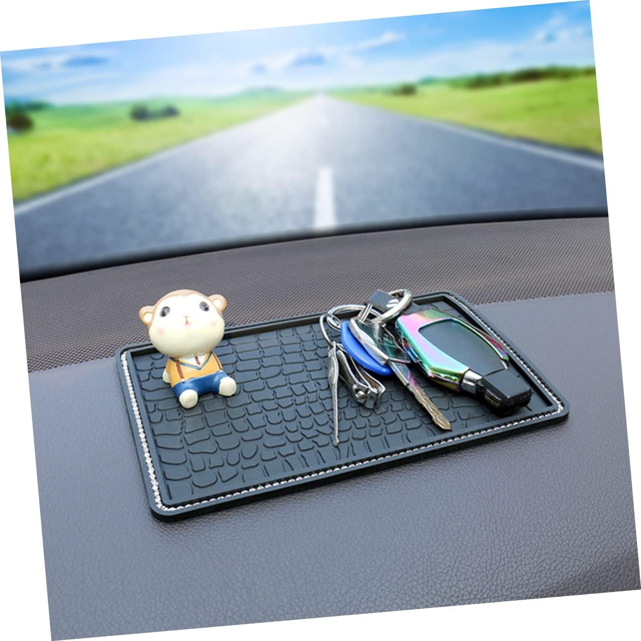 Mikinona Car Non-Slip Dashboard Pad Premium PVC Anti-Slip Mat for Phone and Accessories Washable Reusable Flexible High-Temperature Resistant Stylish Interior Adornment for Vehicles