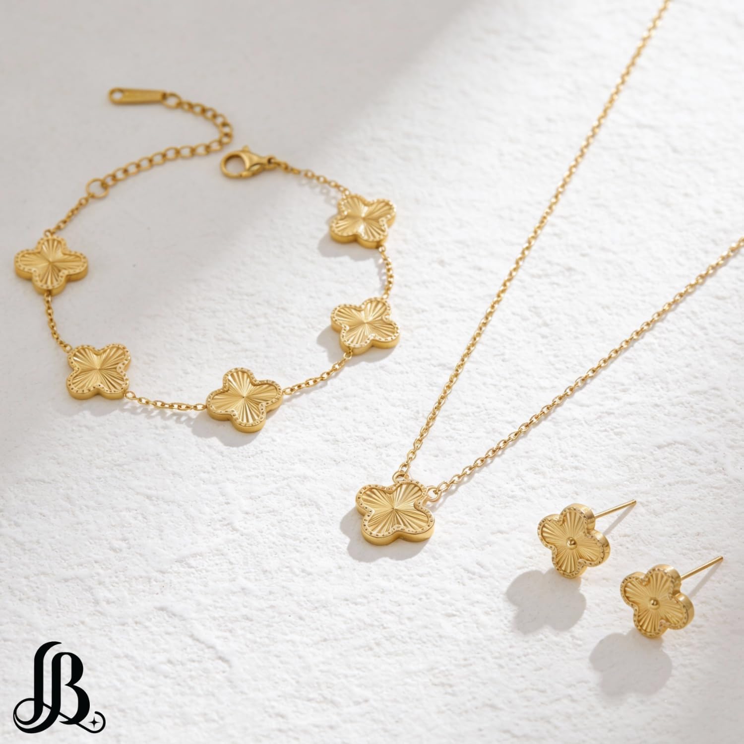 Clover Necklace Pendant Earring Bracelet Set | Designer Necklace Earring Bracelet Jewelry Set | Lovely Gift - Image 5