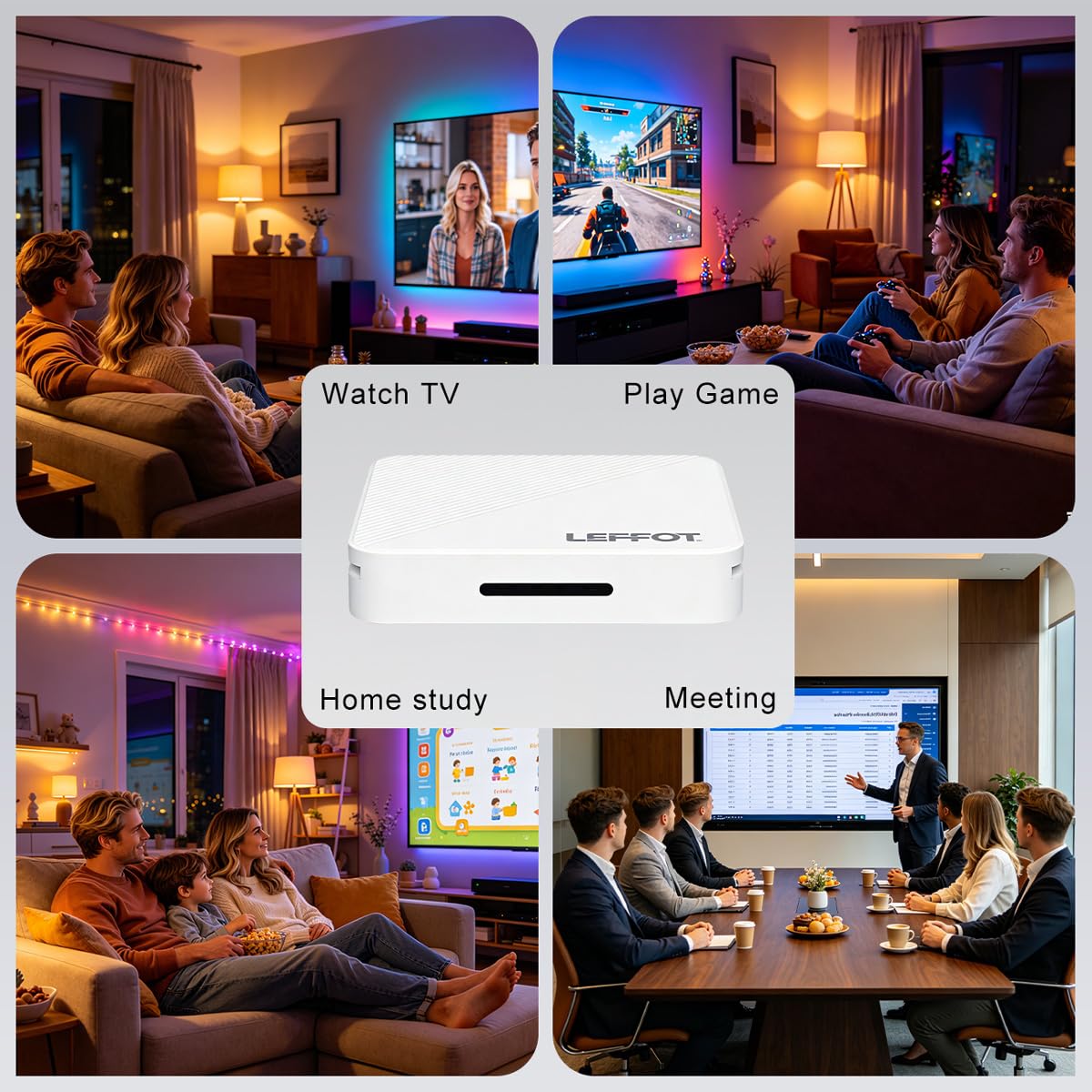 Android 14.0 TV Box 2026, 2Go RAM + 16Go ROM, LEFFOT H313 4K Ultra HD Boitier IP-TV pour Streaming, Support 2.4/5G WiFi 6, 100M Ethernet, Contrôle Vocal, BT 5.4, USB 3.0, HDR10, RK3518 Quad-Core A53