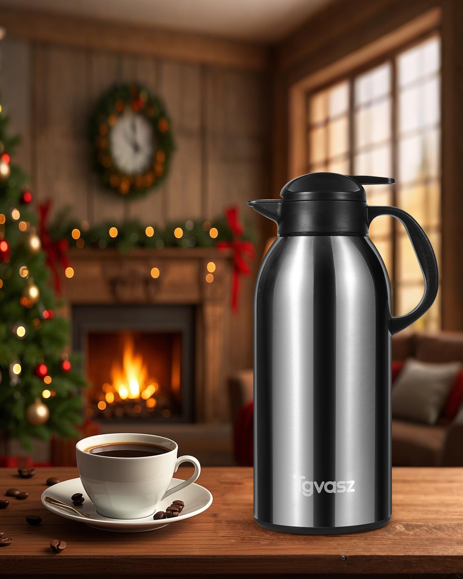 Jarra térmica de café de 104 onzas / 3 L, hasta 24 horas de calor, jarra de acero inoxidable aislada para líquidos calientes, jarras de café para mantener el calor para fiestas, jarra de té grande