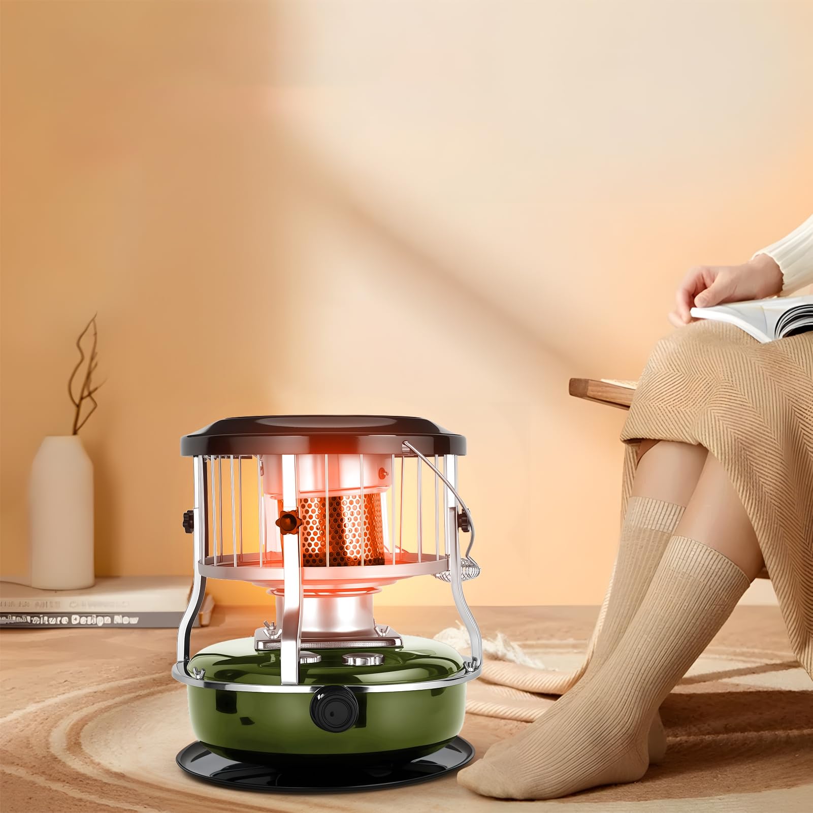 Estufa calentadora de queroseno 2 en 1, 9000 BTU calor no eléctrico portátil para el uso interior de la emergencia del camping, tanque 4.5L proporciona 21 horas de calor y eficiencia de combustible de