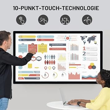 32 Inch Capacitive Multi-Touch Industrial Monitor 16:9 Display 1920 x 1080P Integrated Speakers USB VGA DVI & HD-MI Ports Digital Signage Displays for Advertising