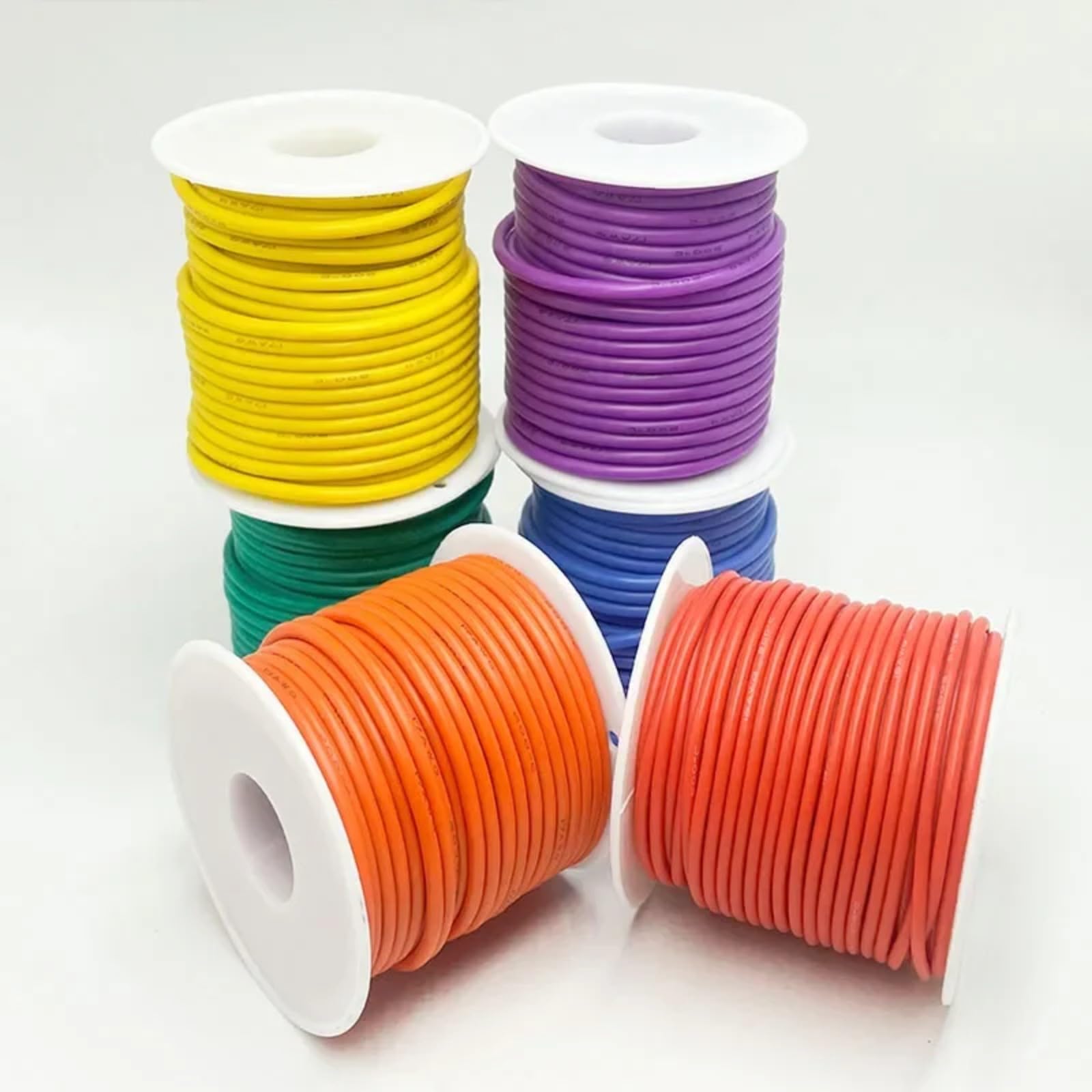 Cable de silicona 30 awg 28 26 24 22 20 awg 18 awg 16 awg Tinned Copper Flexible(Red; 22 AWG-30 m)