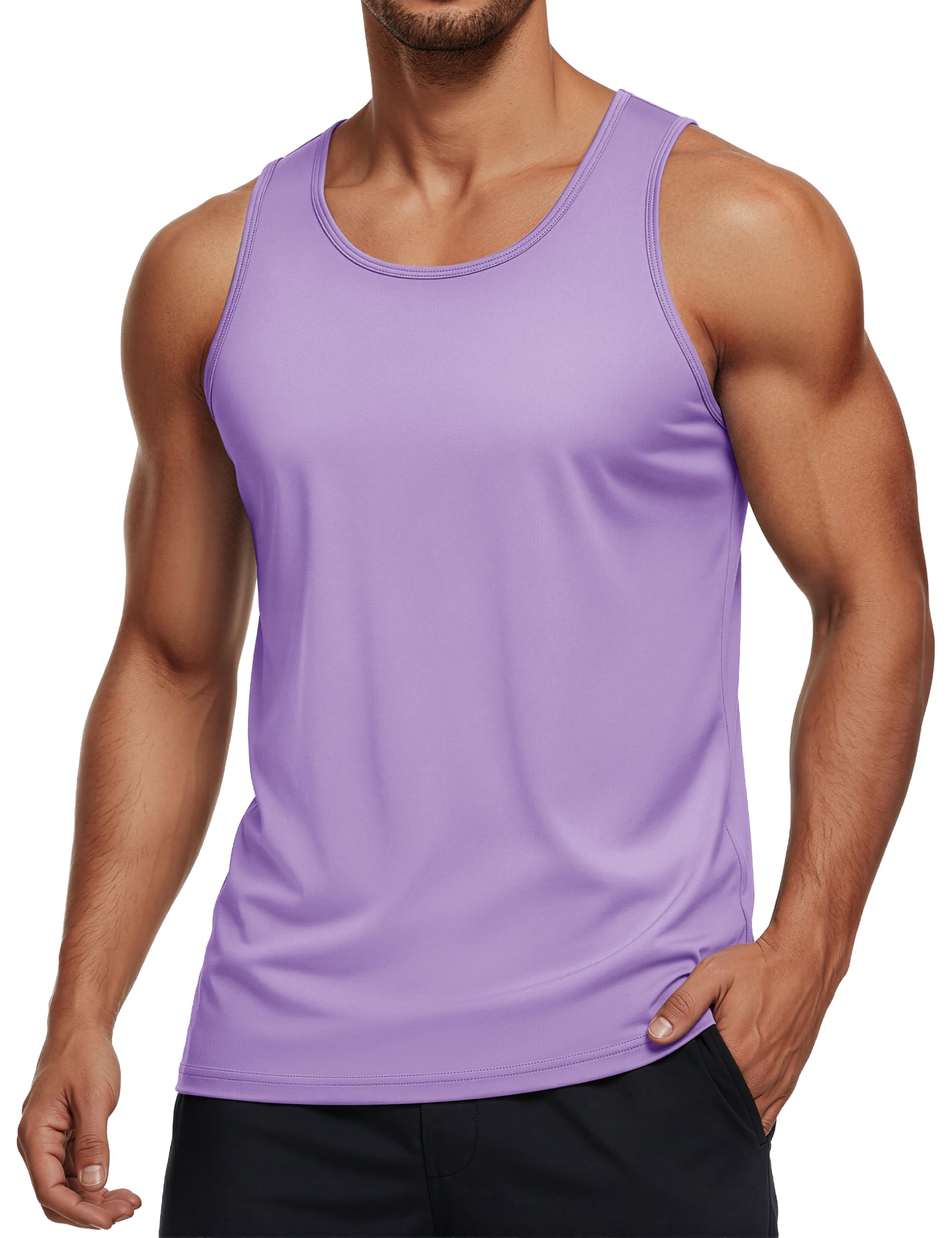 MAGCOMSEN Men's UPF 50+ Tank Top Quick Dry Summer Workout Muscle Sleeveless Shirts for Swim Beach Bodybuilding