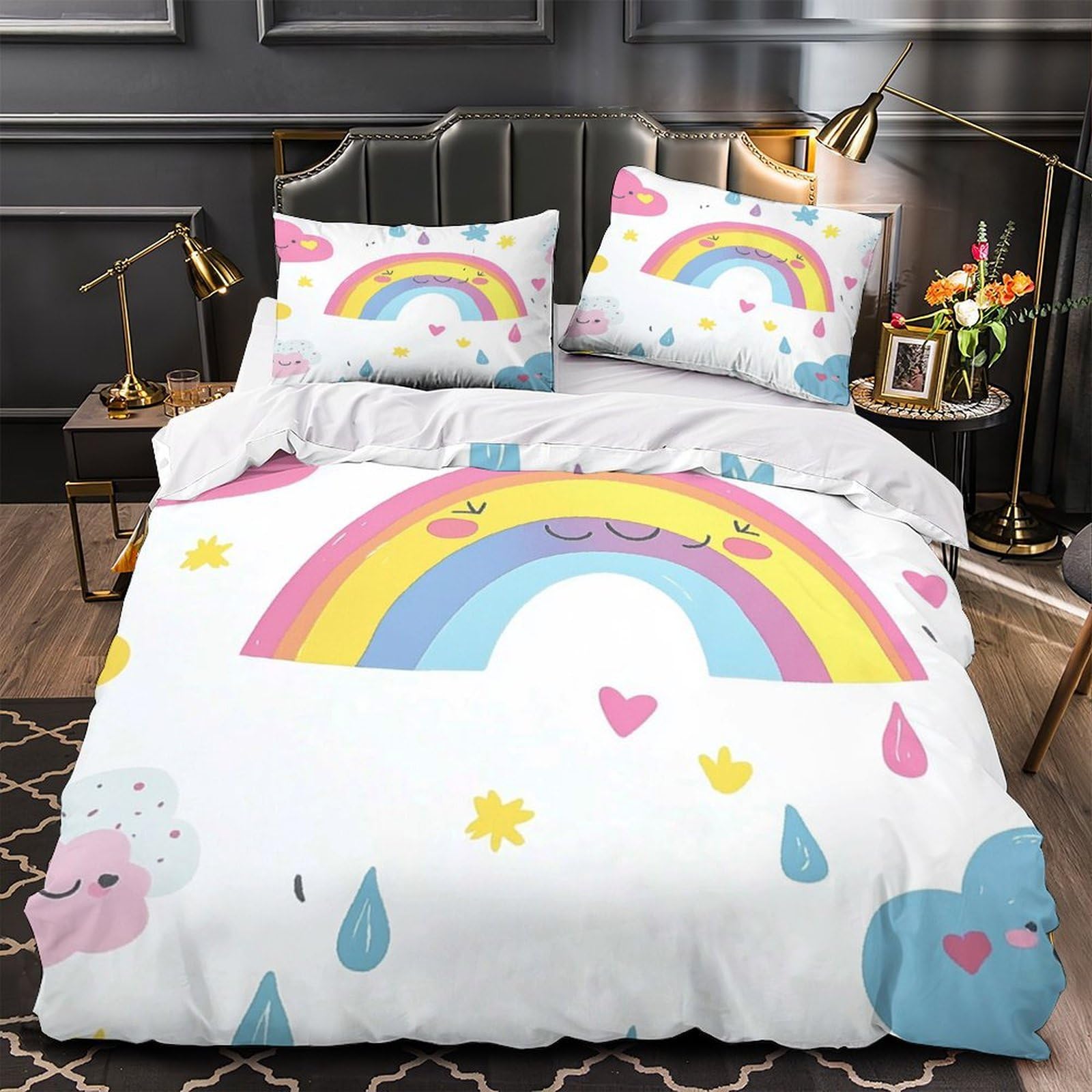 Housse de couette licorne arc-en-ciel pour transformer la chambre des filles et garçons