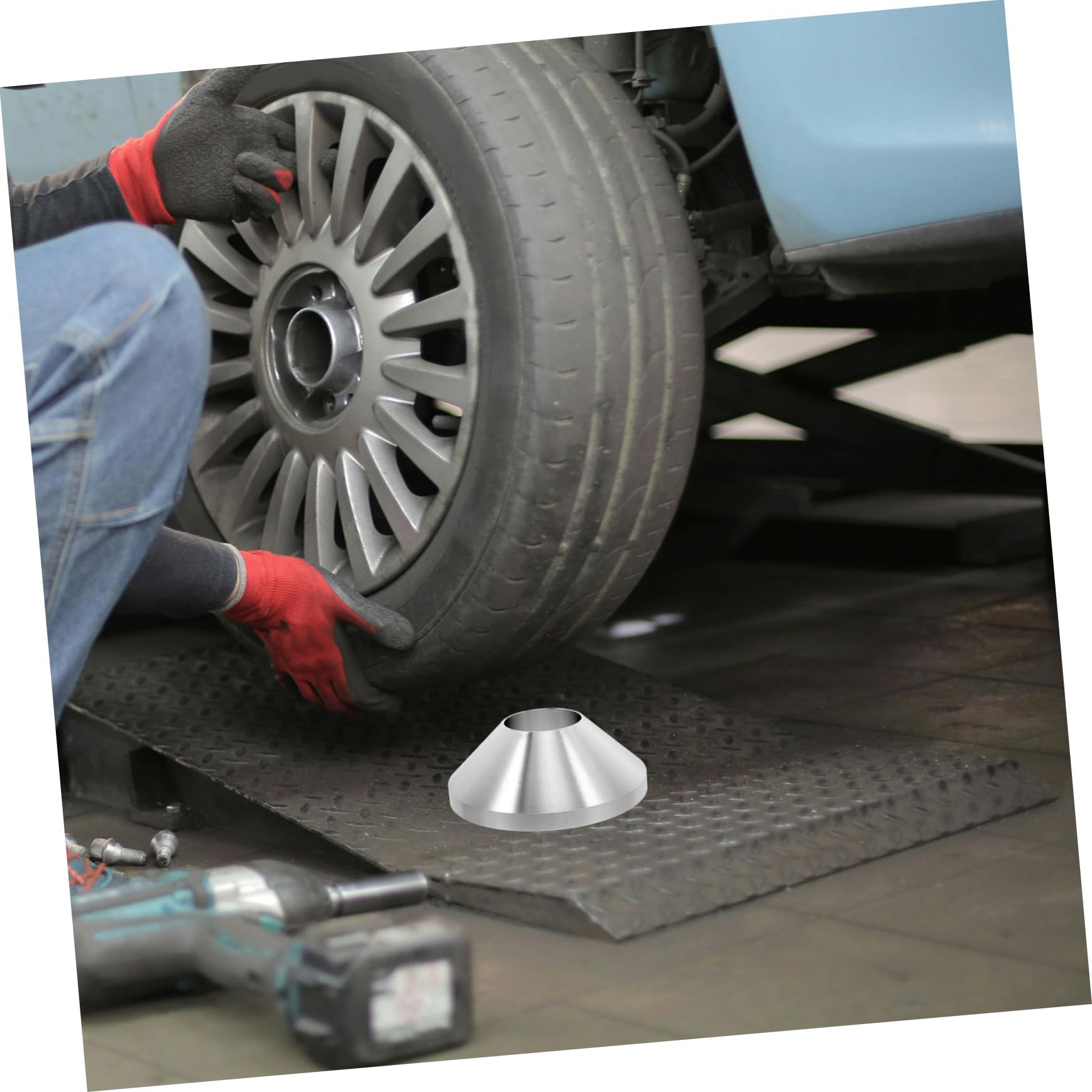 Alipis Démonte-pneus Manuel Cône D'équilibrage Aluminium 4,4 Pouces Argenté Kit de Réparation Pneus Camion Usage Professionnel Montage et Centrage Roues Camions
