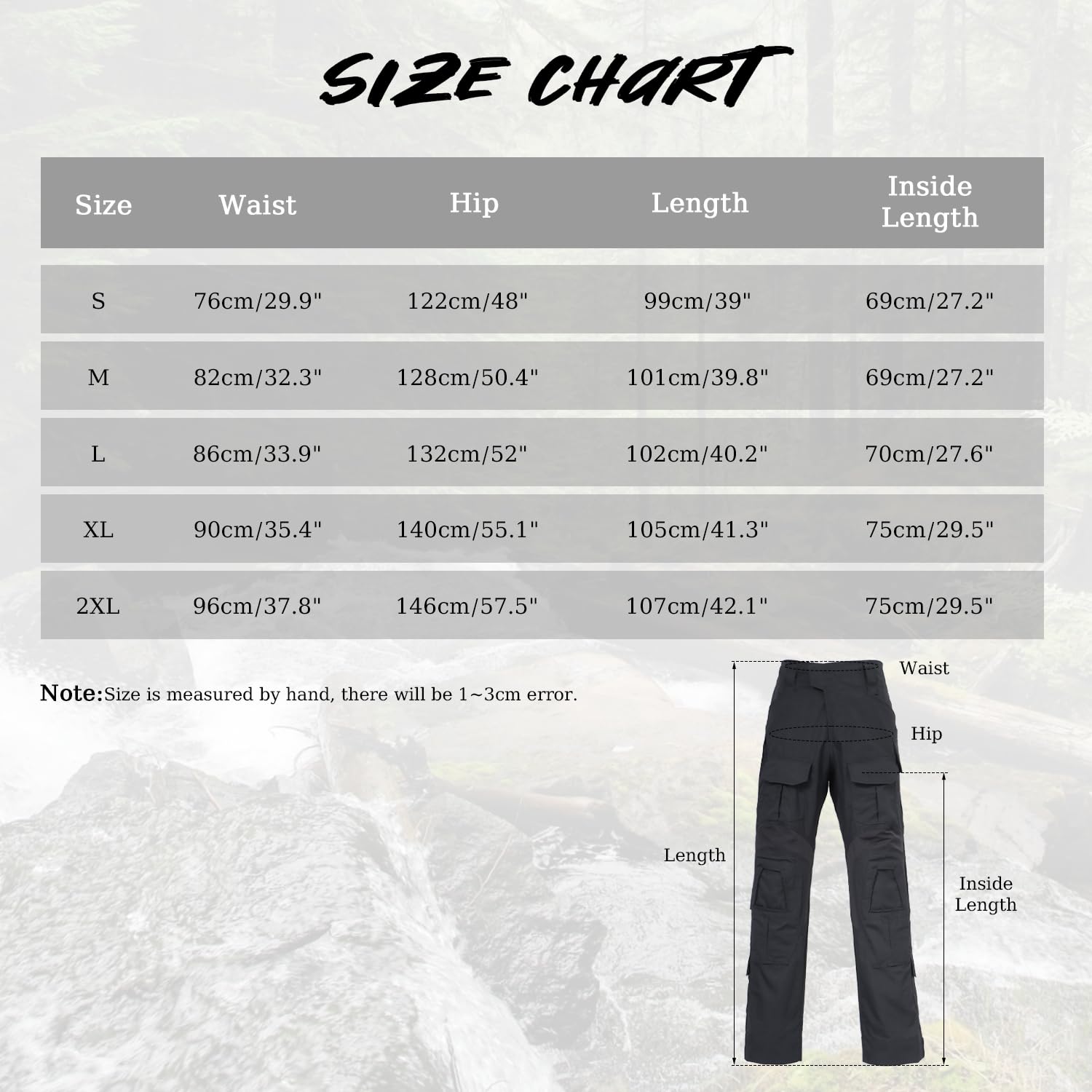 BWBIKE Pantaloni Cargo Tattici da Uomo - Pantaloni Multi-Tasche Mimetizzati per Escursionismo, Caccia, Airsoft, Paintball, Allenamento & Lavoro