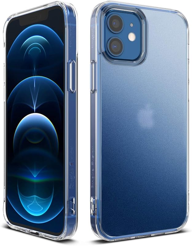 Funda Ringke para iPhone 12/12 Pro [Fusion Matte Clear] | Resistente al aceite y la suciedad, la tecnología antihuellas evita las manchas de grasa, el revestimiento esmerilado se siente aterciopelado y suave