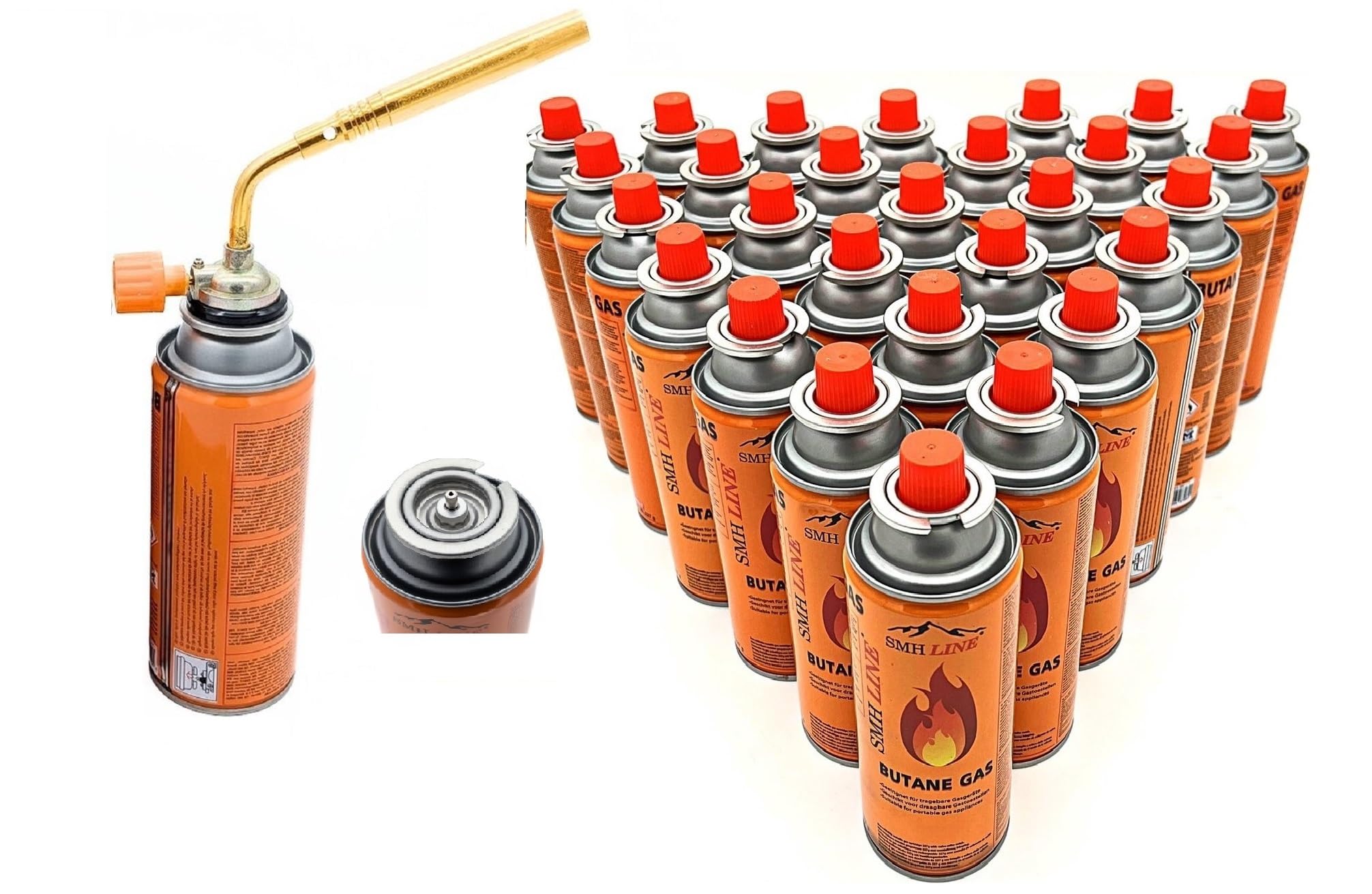 SMHLINE® Brûleur à gaz polyvalent avec 16 cartouches de gaz 227 g - Lampe à souder Bunsen 1371 °C - Chalumeau à souder 1760 W - Appareil de flammation des mauvaises herbes - Chalumeau de soudage