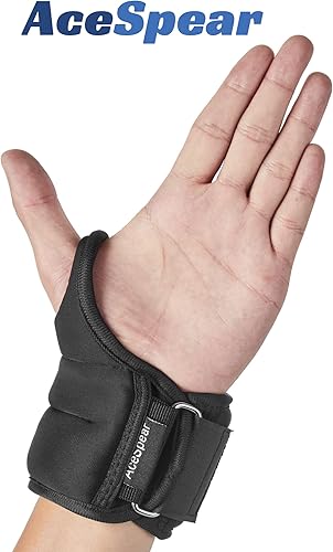 Miniatura 6 de AceSpear Pesas de muñeca con trabillas para el pulgar para hombres y mujeres, 1 libra, 2, 2 libras, 2 libras, 3 libras, 2 pesas de tobillo, guantes