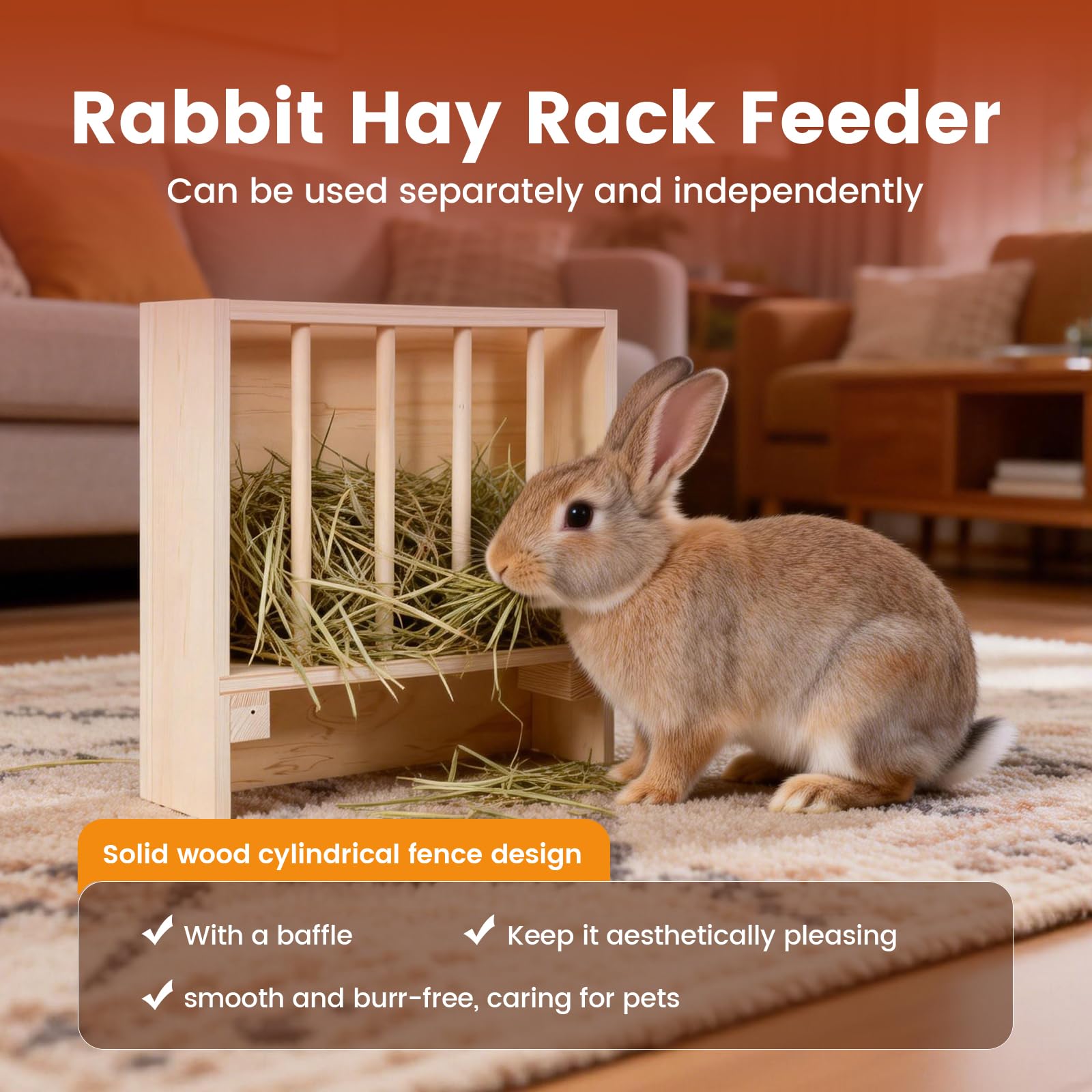 Râtelier à foin et maison 2 en 1 pour lapin