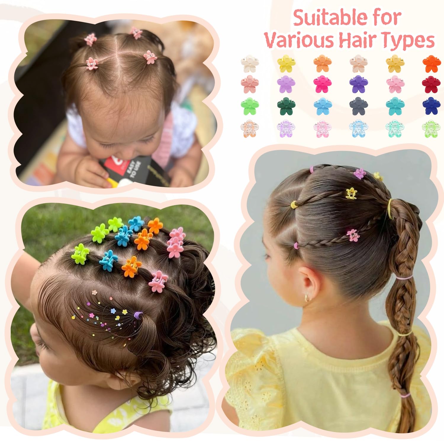 CÉLLOT 96 Pieces Little Baby Girls Hair Bangs Mini Hair Claw Clip Hair Pin Hair Accessories Clips for Girls,Teens, Kids, Toddlers Children(with Plastic Organizer Box)