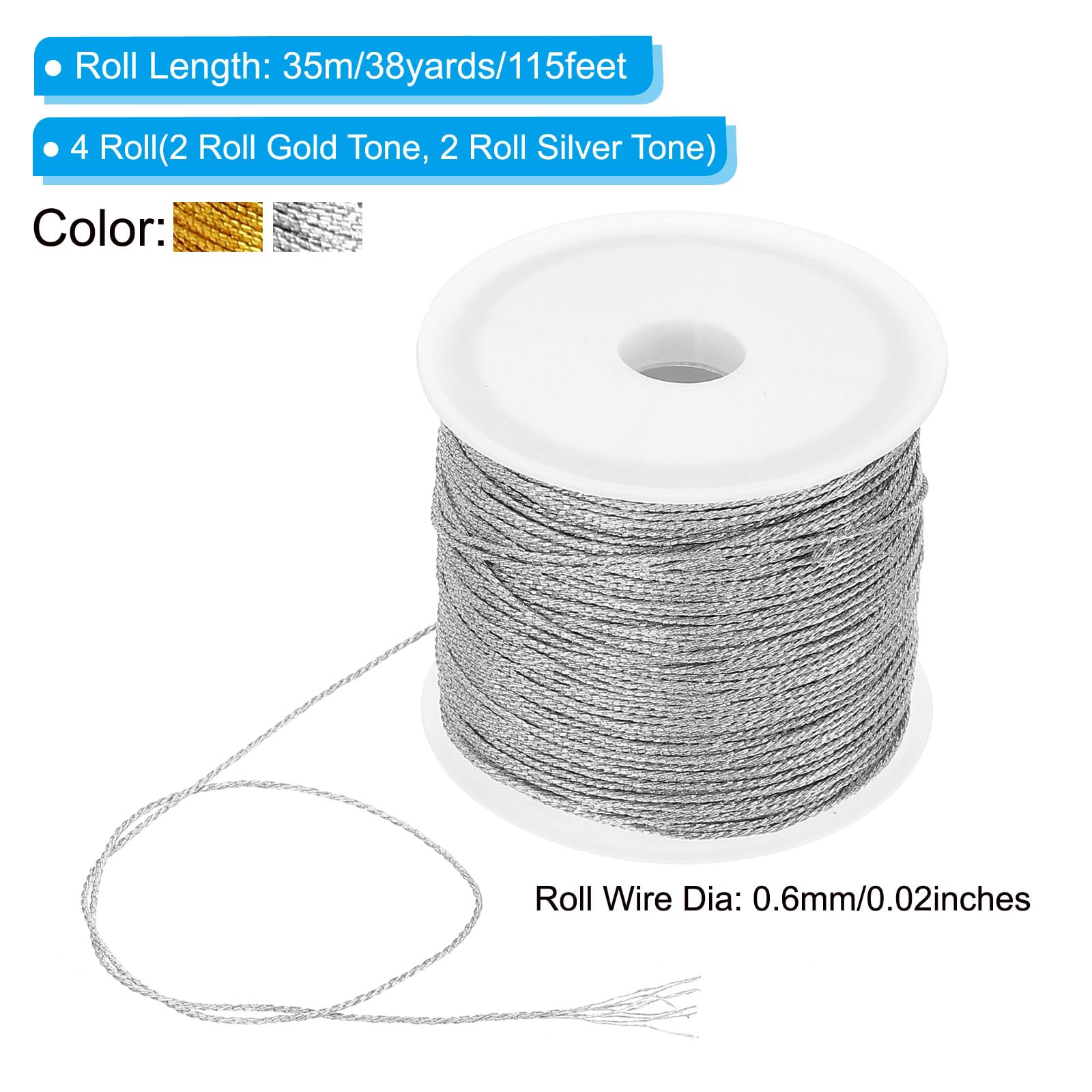 PATIKIL Total 152yard Metallic Cord Set - Image 2